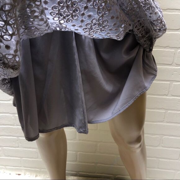 NWT Rebecca Minkoff Womens Gray Plum Lace Pleated Racerback Casual Dress 10 $598 - Picture 6 of 15